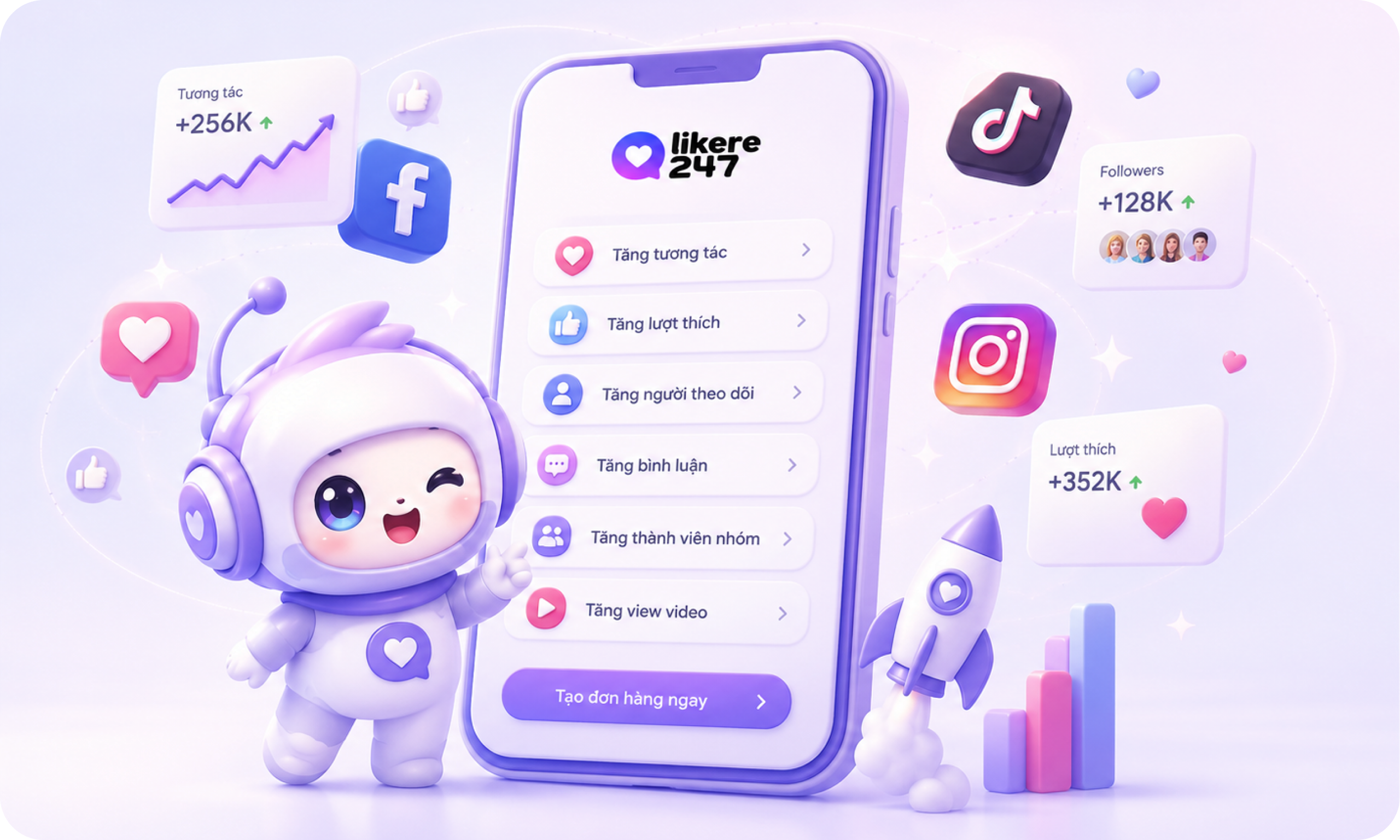 Likere247 - Tăng Like, Follow, View Tự Động Nhanh Chóng services